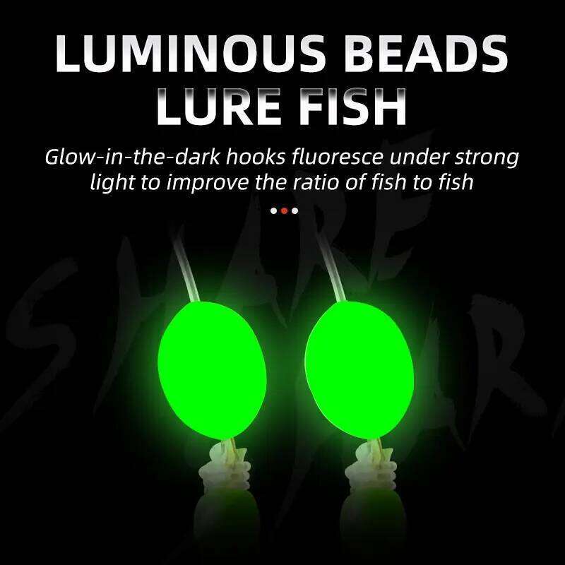 6 Hooks Luminous Sabiki Rigs Saltwater Real Fish Skin String Hook Mackerel Feathers Lures Set Fishing Bait Z260228
