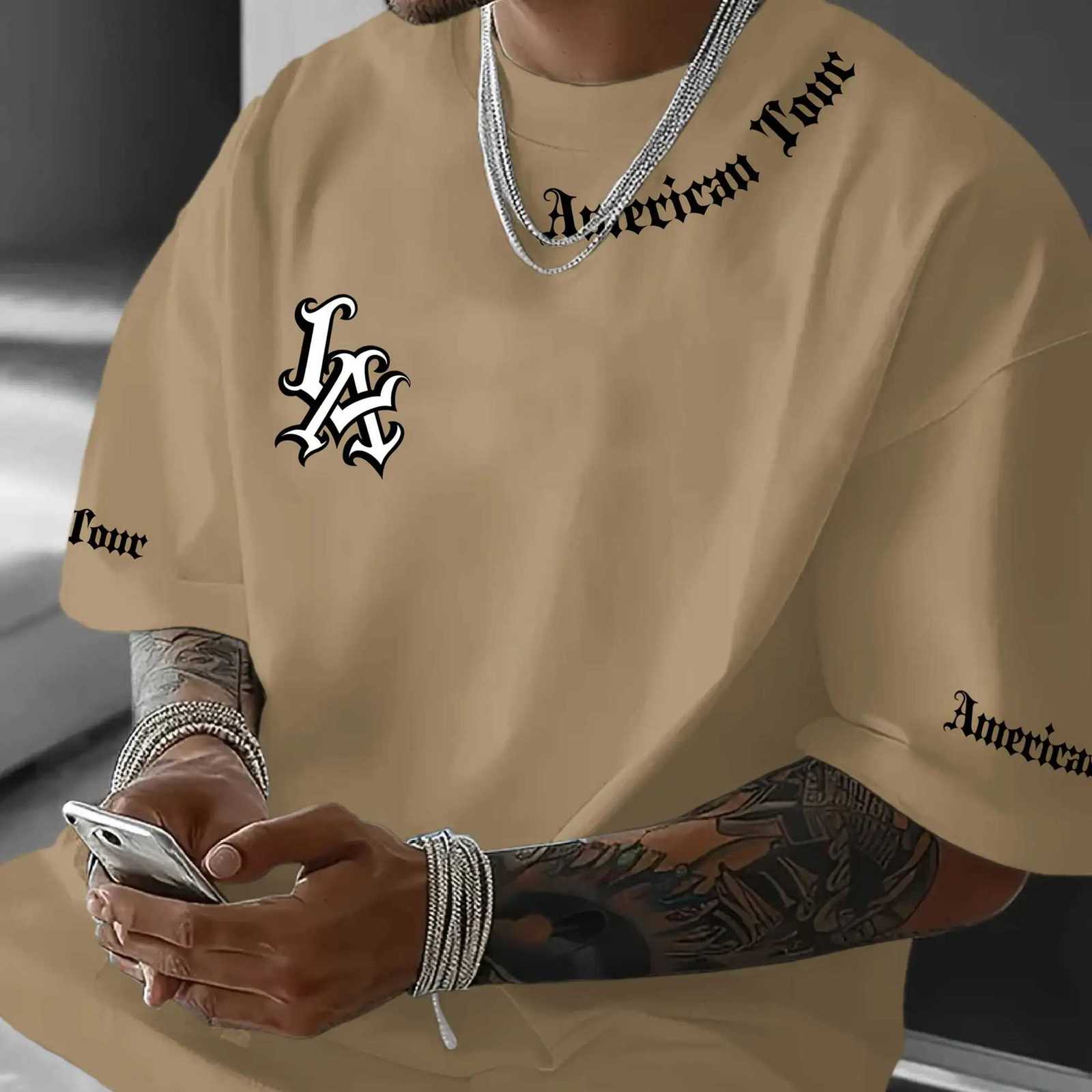 T-shirt 2025 Summer New Letter Print Casual Round Neck Short Sleeve Sports Unisex TopT260303