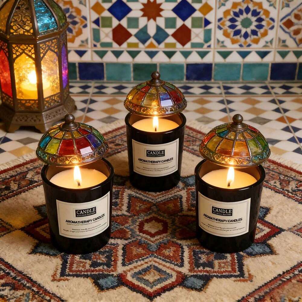 1pc Trendy Smokeless Scented - Matte Black Glass Cup, Cozy Home Office Decor Essential Aromatic Candle W260303