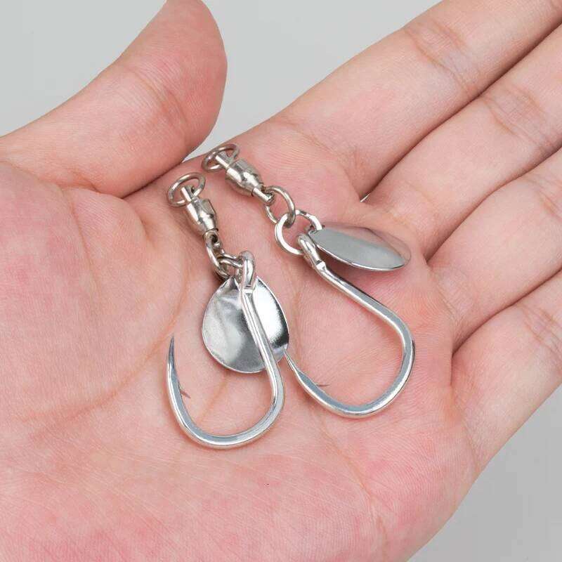 TEASER 5pcs HK043 Rotating Sequin 8062 Slow Jigging Stainless High Carbon Spoon Spinner Assist Hook Tackle Z260228