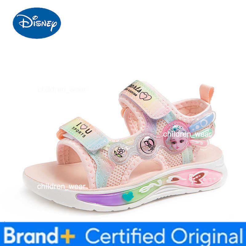 Disney Childrens Sandals Beach Summer Princess Fashion Childrens Shoes Sports Sandals Pink Purple 3-10 Year Old Girls Sandals H260303