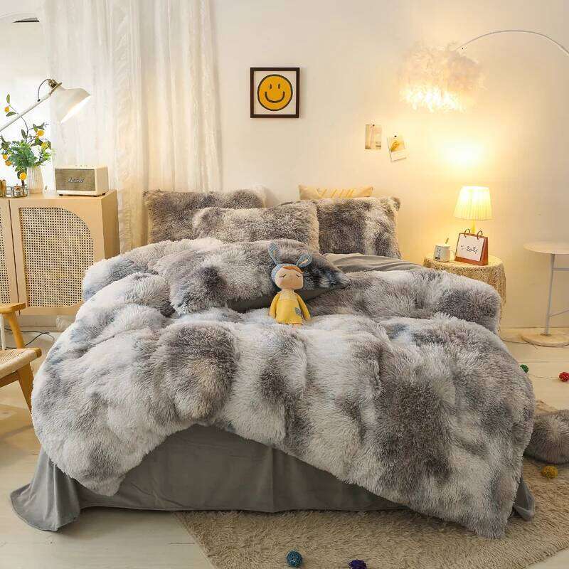 Super Shaggy Soft Coral Fleece Princess Girls Bedding Set Warm Mink Velvet Quilt Comforter Cover, Blanket, Luxury, 4/5Pcs W260302