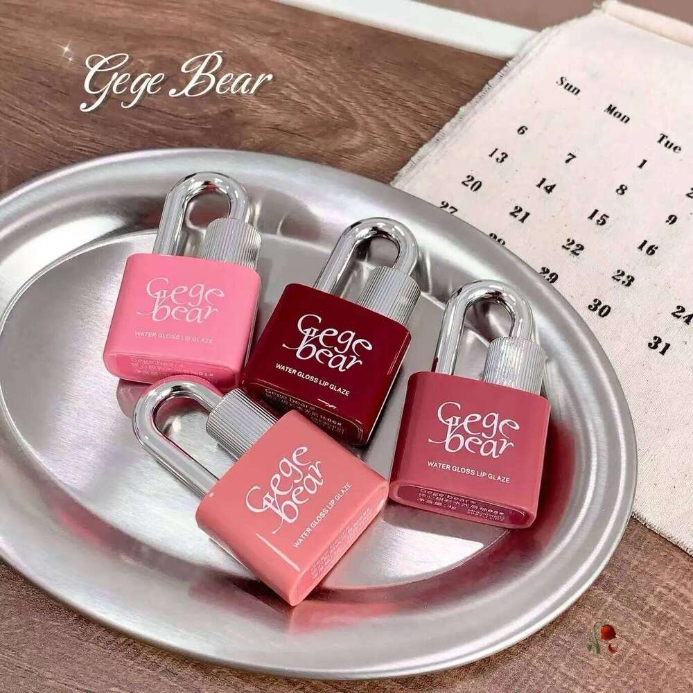 Gege Bear Lock Heart Sweet Color Moisturizing Water Gloss Mirror Lip Glaze Creative Design H260302