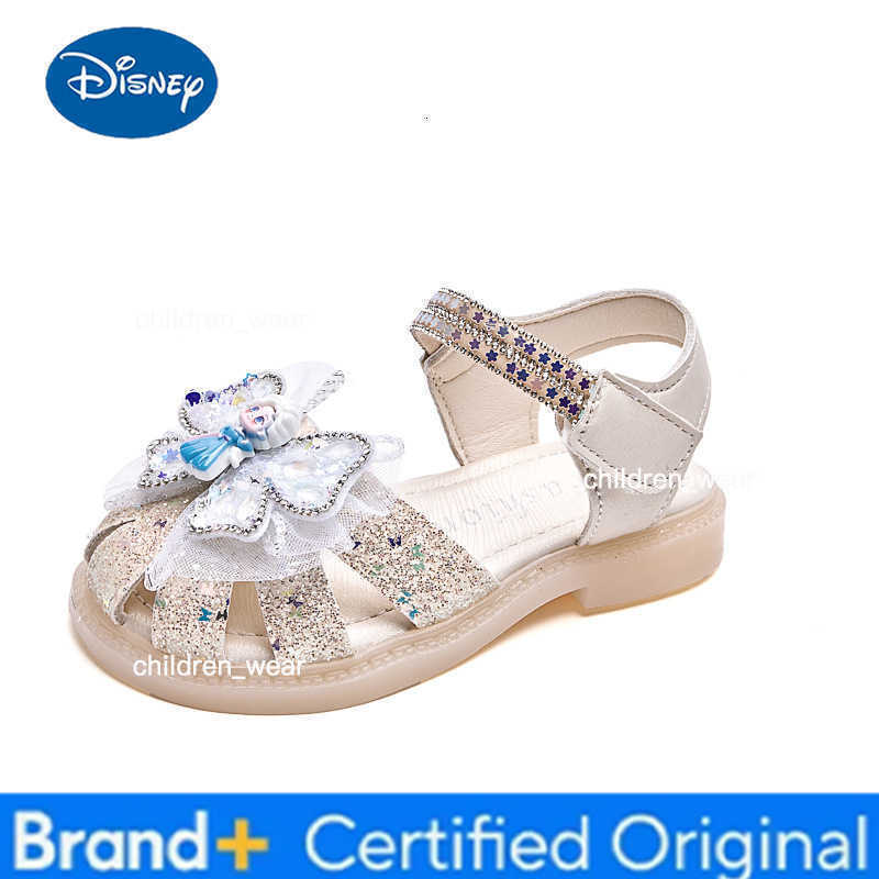 Disney KidsCasual Shoes Crystal Elsa Princess Frozen PU Leather Shoes Spring Shoes For Girls Anti-slip Purple Beige Shoes Size 23-34 H260303