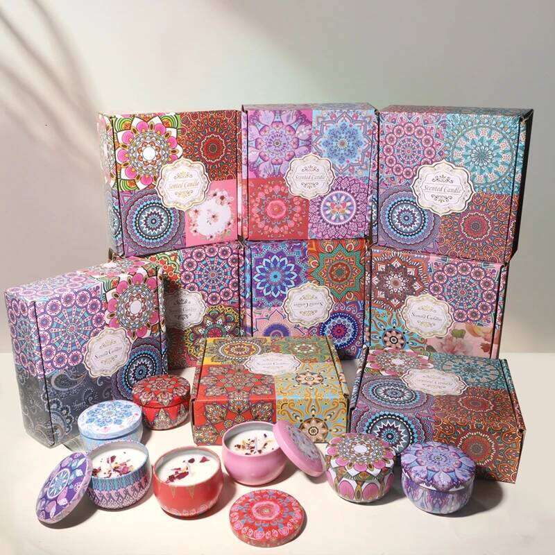 4PCS Scented Islamic Arabian Patterns Aromatherapy Candle Jar for Yoga SPA Relaxing Valentine's Day Anniversary Gift W260303