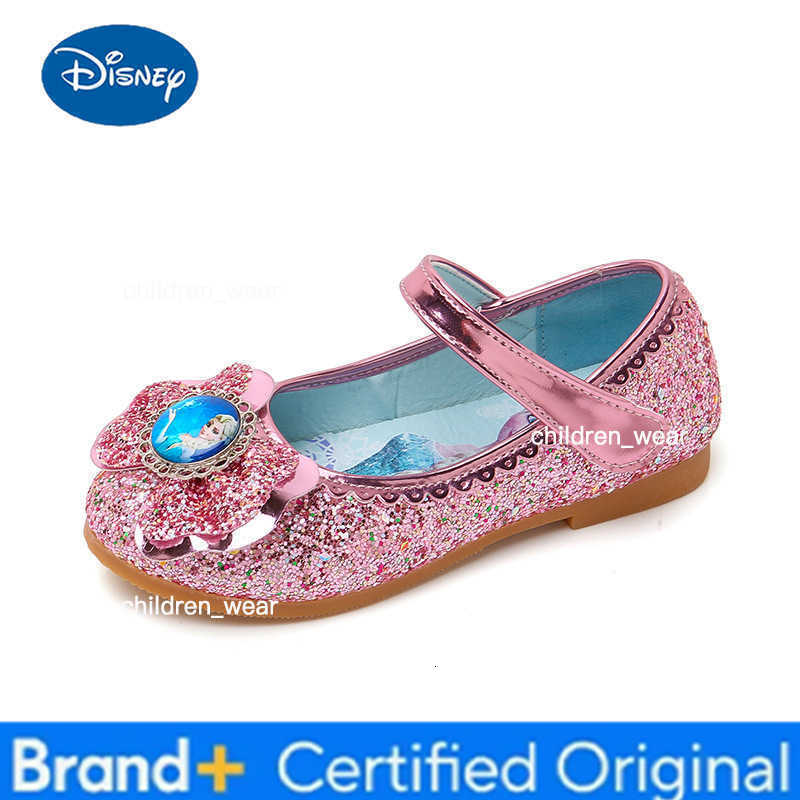 Disney Girls Princess Sandals Childrens Shoes Frozen Elsa Childrens Shoes Girls Fashion Baby Pink Blue low Heel Shoes Size H260303