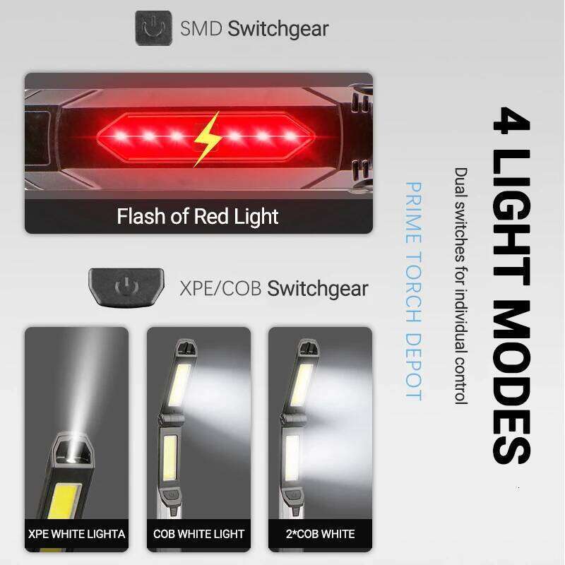 Multifunctional Portable LED 4 Light Modes Flashlight With Magnetic And Hook Outdoor Camping Emergency Work Lamp S260302