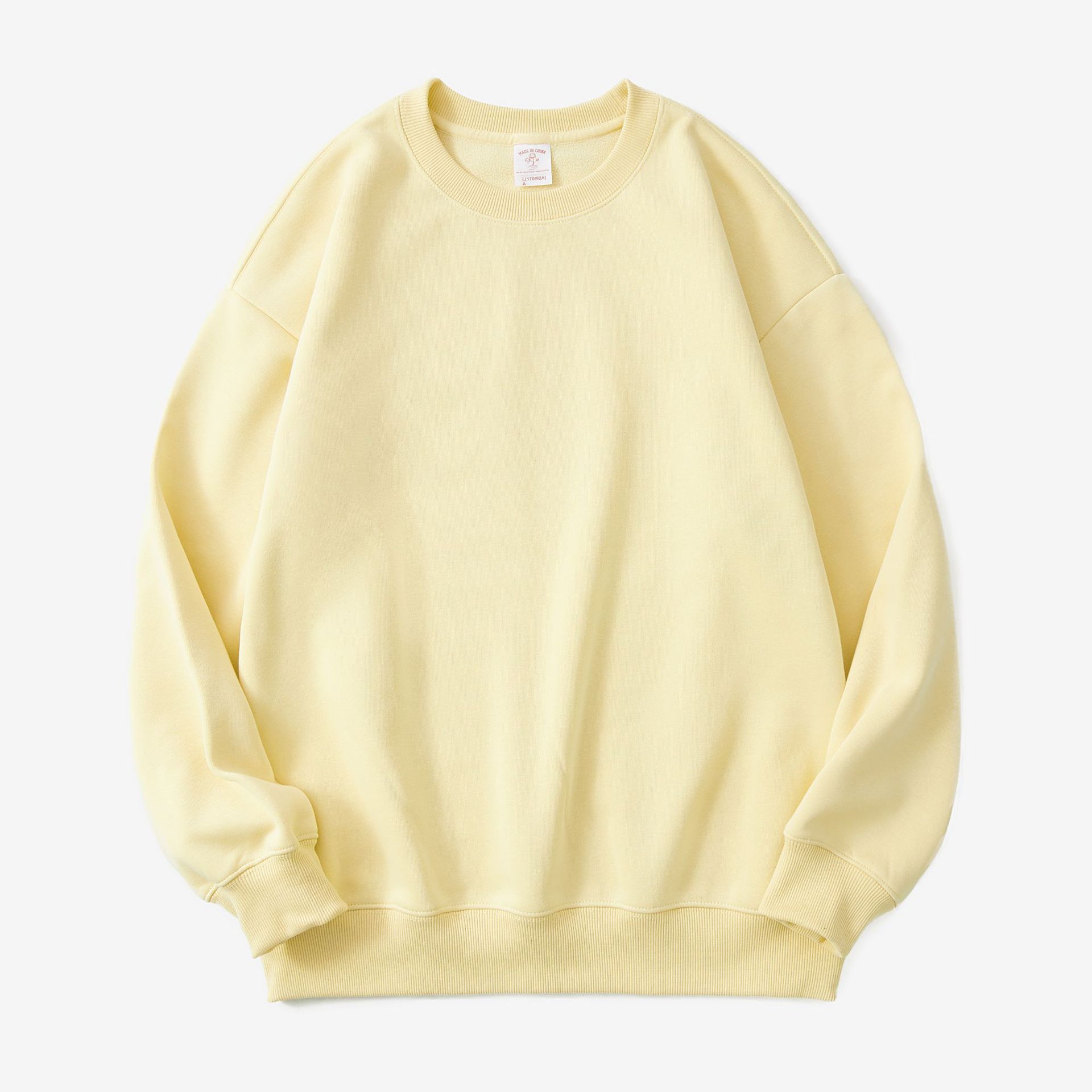 2026 New High-Quality 350g Polar Fleece Lined Crewneck Sweatshirt, Fluffy Fleece Loose Solid Color Unisex Couple Hoodie