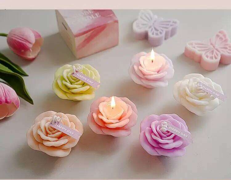Handmade Pink Scented Aromatherapy Soy Wax Candle Wedding Birthday Party Home Decoration Photo Props W260303