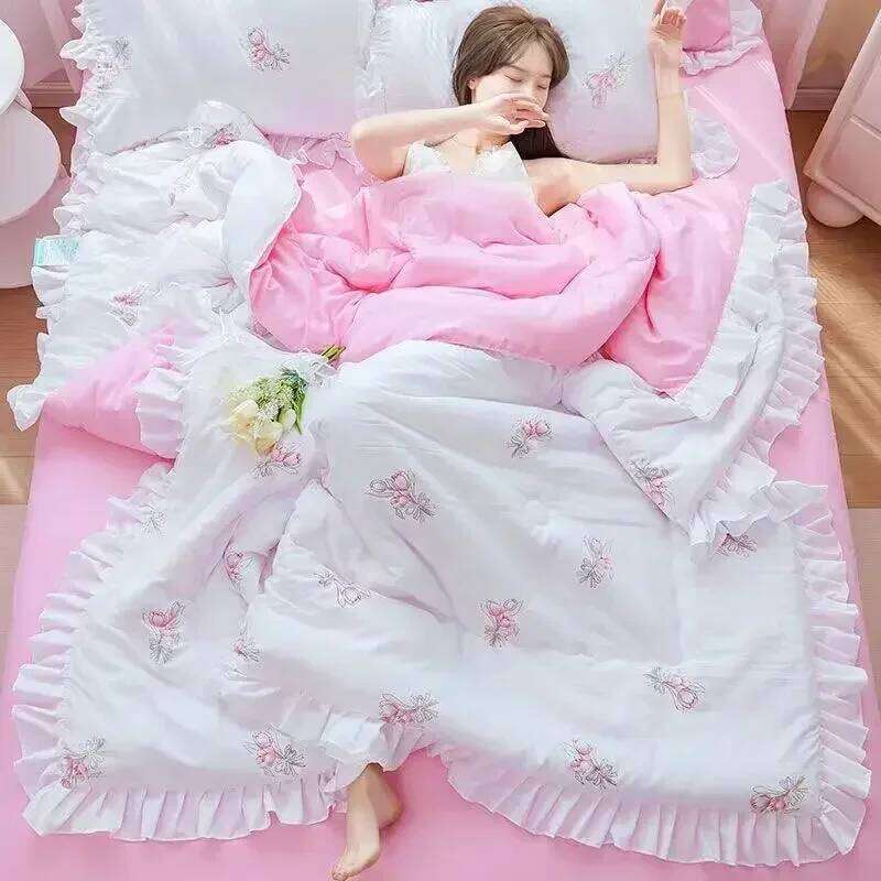 Bedding Summer Quilted Blanket Thin Comforter Bedspread Double Air Condition Quilt for Student Car Kids Adult Bed Cover W260302