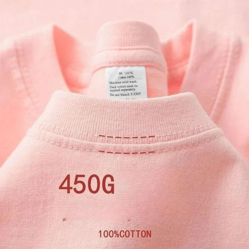 Black Tees Free Shipping Men's Cotton T-Shirts 450G High-Quality Solid Color Summer Tees Unisex Blank Shirts for Men Men's Clothing Outdoor 