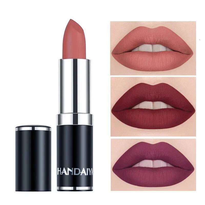 Matte Pink Velvet Sexy Nude Red Brown Purple Lipgloss Gloss Velvety Waterproof Makeup Long Lasting Lipstick H260302