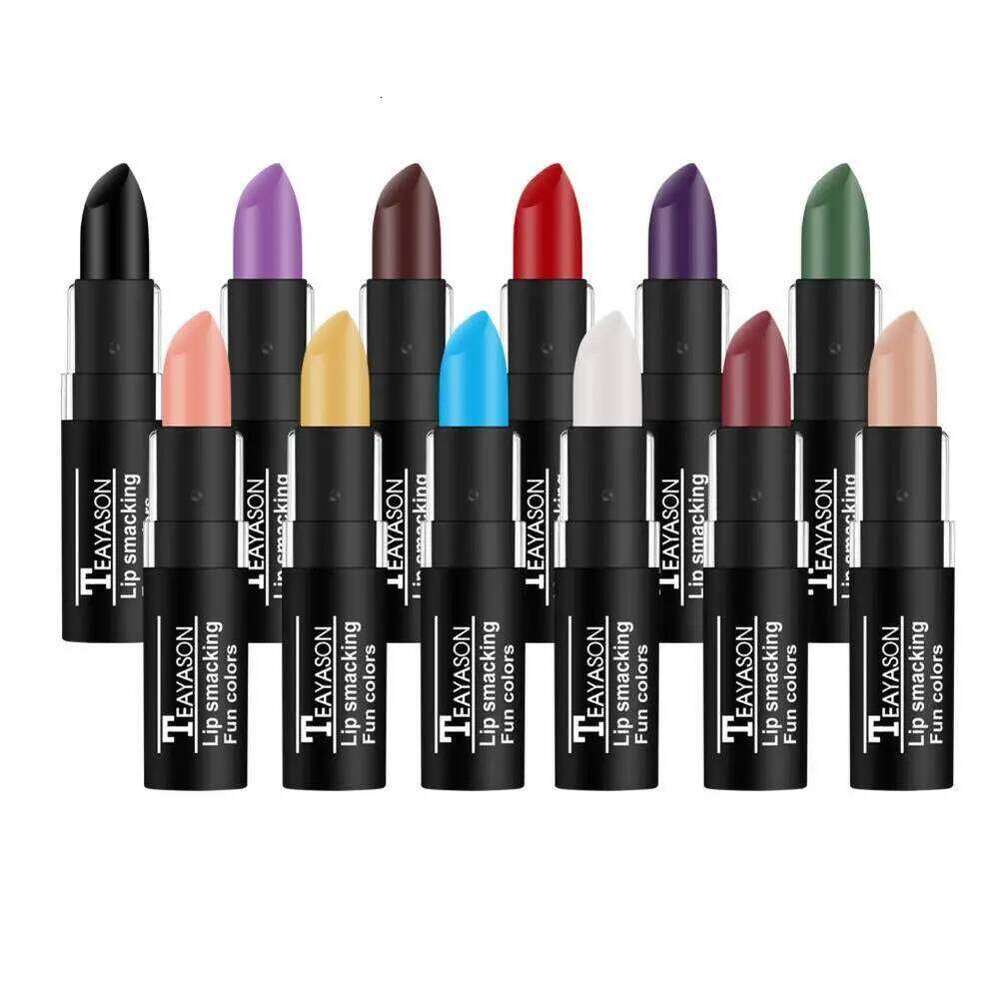 Punk Dark Wine Lipsticks Waterproof Easy To Color Makeup Sexy Red Lipstick Matte White Black Lip Gloss Facial Body Painting H260302