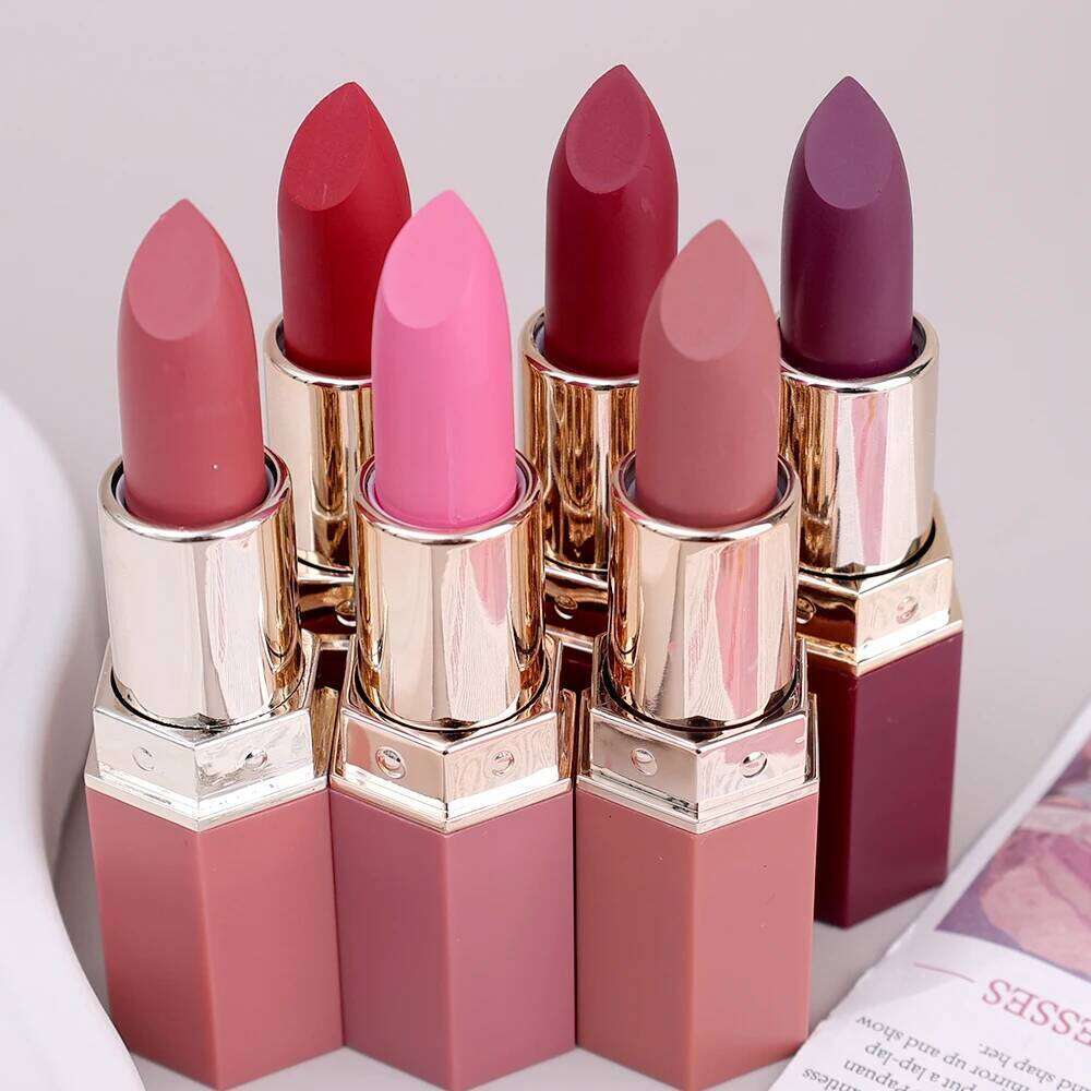 Rose Pink Nude Matte Velvet Lipstick Color Rendering Lasting Non-stick Cup Sexy Lipsticks Waterproof Beauty Lips Makeup Cosmetic H260302