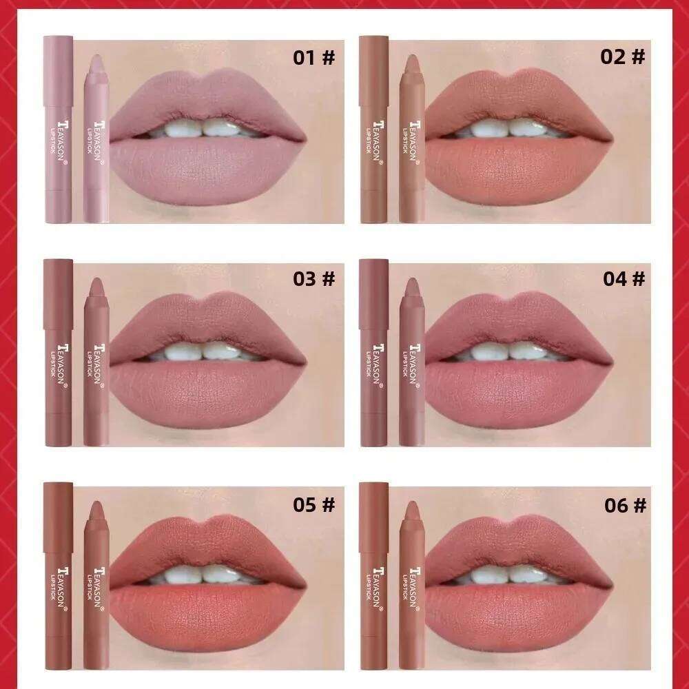 TEAYASON Nude Velvet Matte Lipstick Long Lasting Moisturizing Lip Crayon High Pigment Rotate Lipsticks Pen Woman Cosmetics H260302