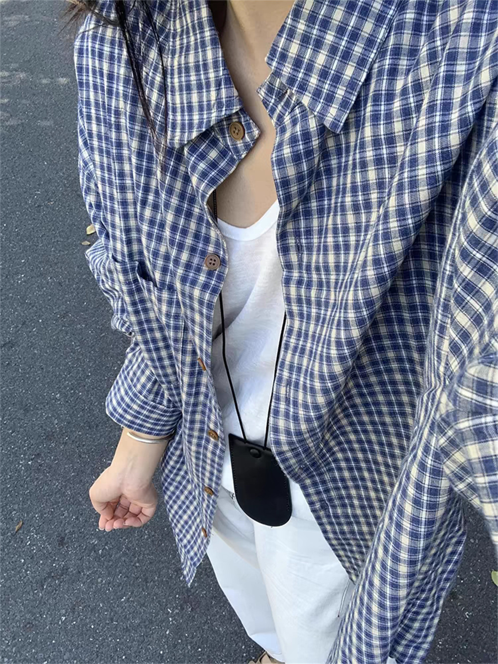 Vintage Blue Designer Hoodie Polo Shirt Long Sleeve Plaid Shirt For Women Designer Shirt Early Autumn Lazy Style Top Casual Checkered Jacket Loose Outerwear Shirt