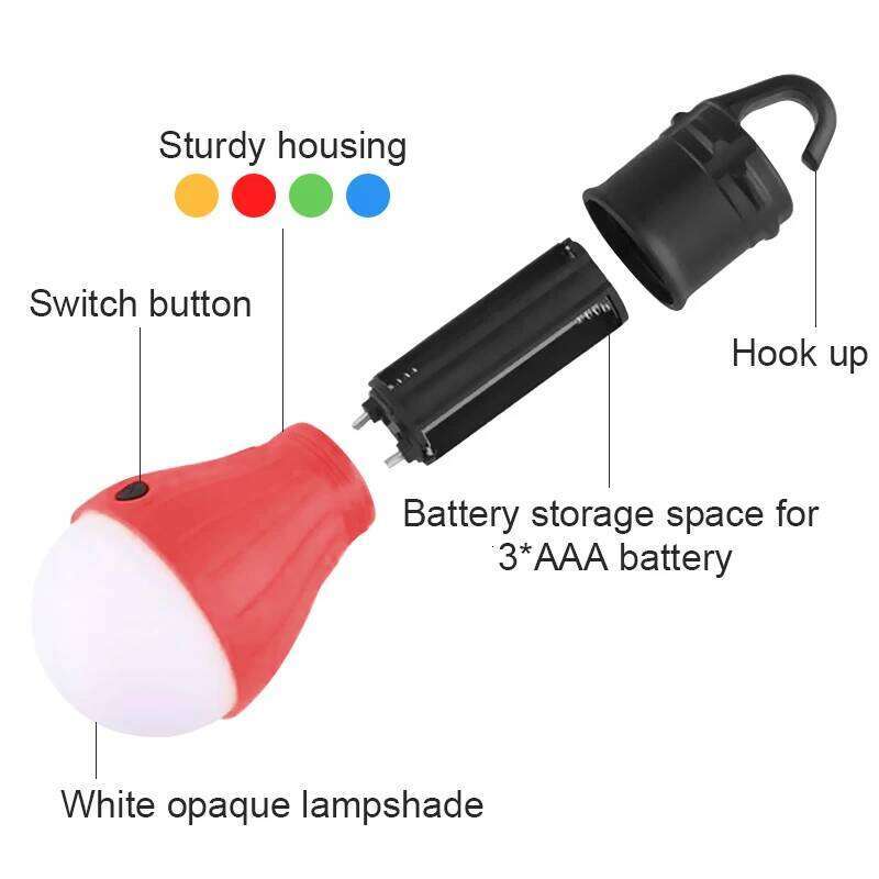 Outdoor Camping Lantern Tent Emergency Bulb LED Hook Pendant Night Light Carabiner for Travel Hiking Fishing S260302