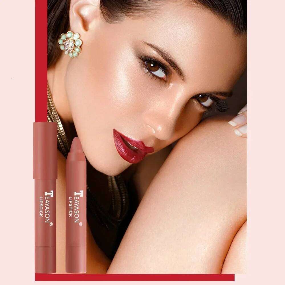 TEAYASON Nude Velvet Matte Lipstick Long Lasting Moisturizing Lip Crayon High Pigment Rotate Lipsticks Pen Woman Cosmetics H260302