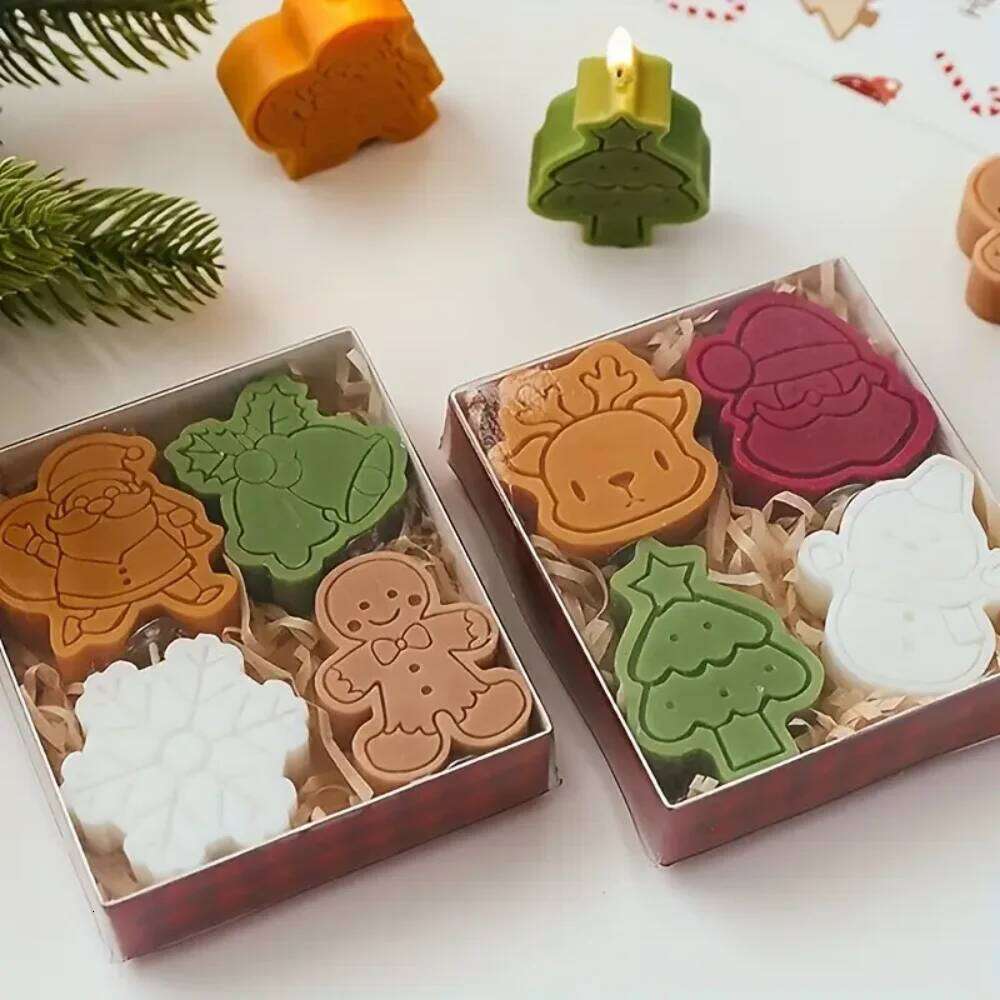 4-Piece Series Scented Candles: Christmas Decorations, Suitable for New Year Festive Fireplaces, Soy Wax, W260303