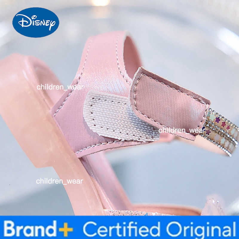 Disney Girls Hollow Sequin Butterfly Knot Rhinestone Princess Sandals Summer Childrens Casual Shoes Kids Crystal Shoes Foottwear H260303