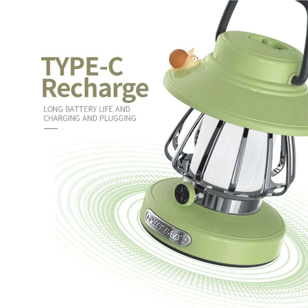 1pc Cartoon Snail Retro Portable Hanging Night Lamp USB Charging Decoration Light For Courtyard, Camping S260302