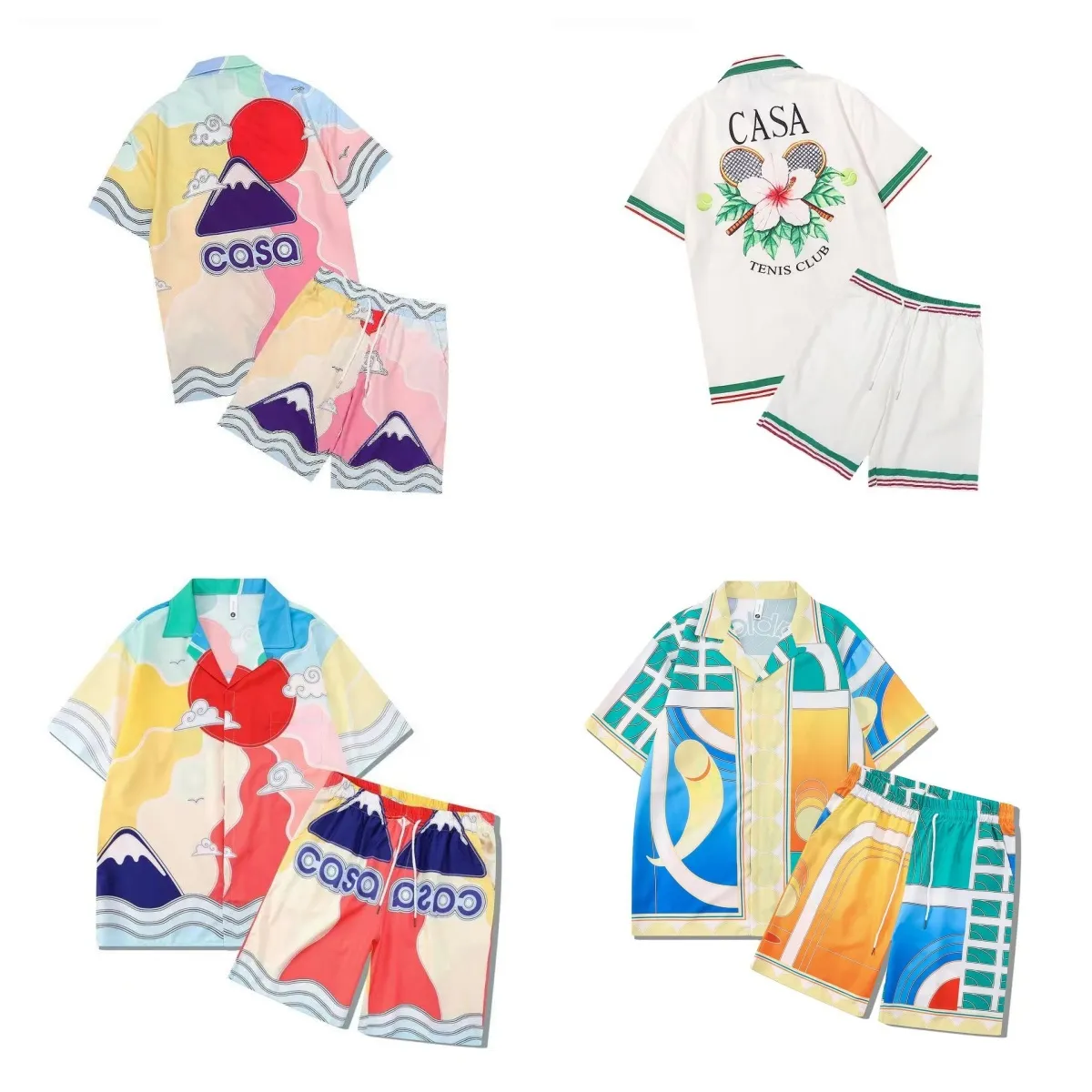 Designer Men's Tracksuits Hawaiian Beach Set Single Breasted Short Sleeve Shirt and Shorts Casual Summer Vacation Travel Outfit shd 188