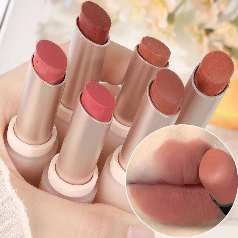 Matte Misty Lipstick 6 Colors Waterproof Non Sticky Cup Stick Lasting Moisturizing Velvet Nude Lip Tint Makeup Cosmetics H260302