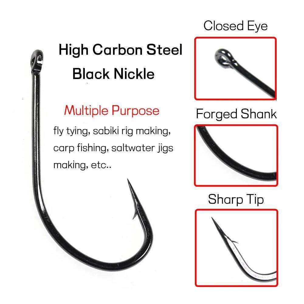 Bimoo 50/25PCS Multiple Purpose High Carbon Steel Fish Nmyph Fly Sabiki Rig Carp Fishing Hook Saltwater Jig Lure Hooks Z260228