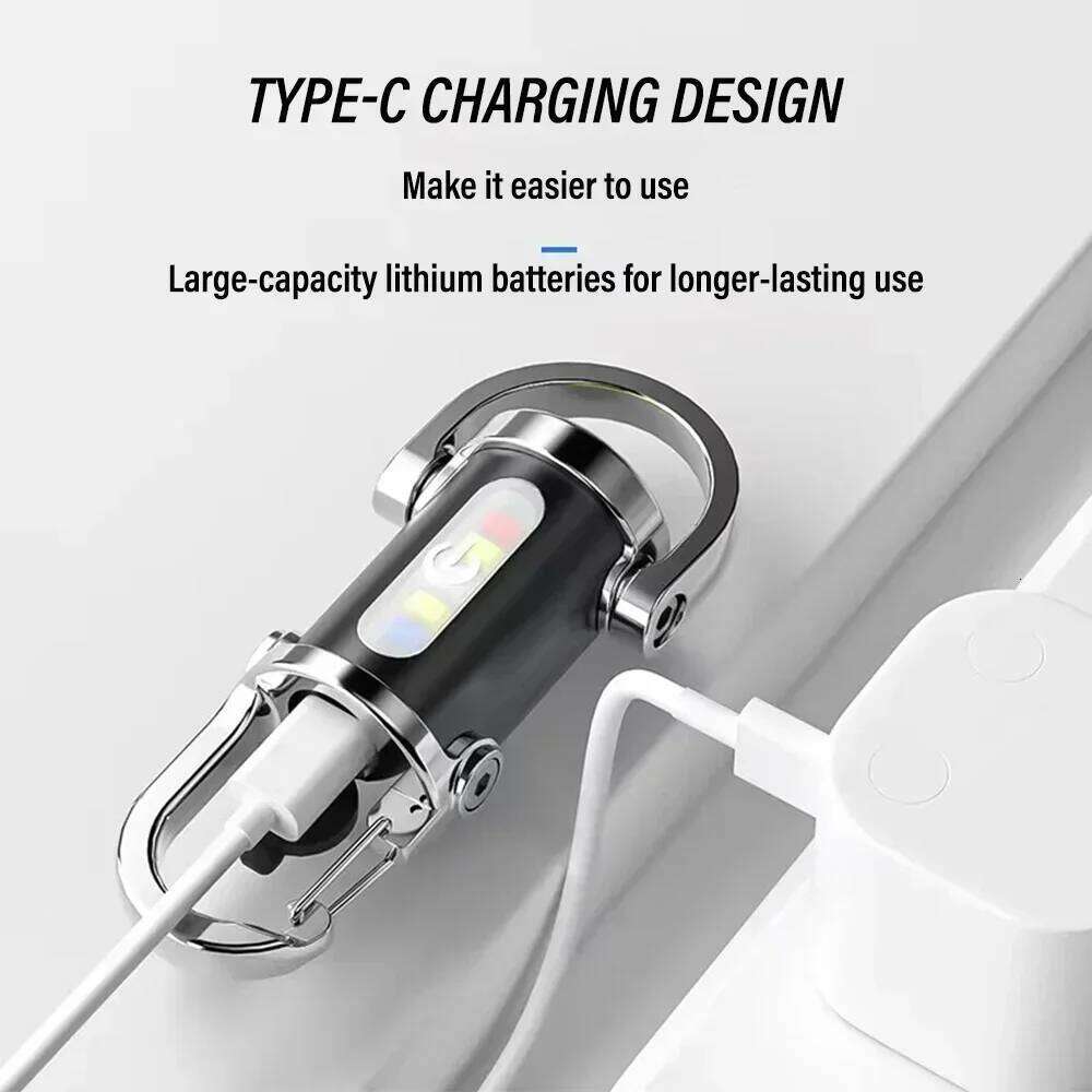 1/2Pcs Rechargeable Flashlight Multifunction COB Work 6 Modes Emergency Keychain Light for Walking Search Hiking S260302