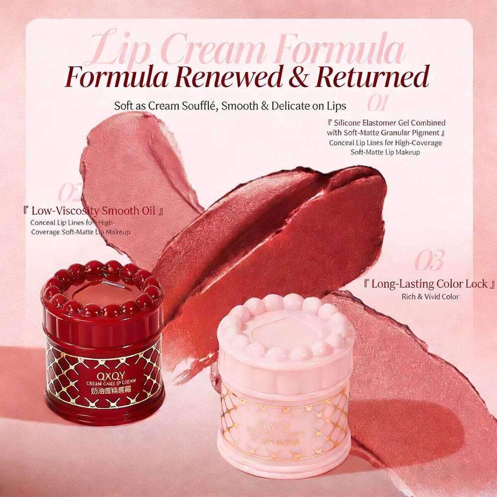 QXQY Strawberry Cake Mud Mist Matte Velvet Cream Lip gloss Lipstick Makeup gifts H260302