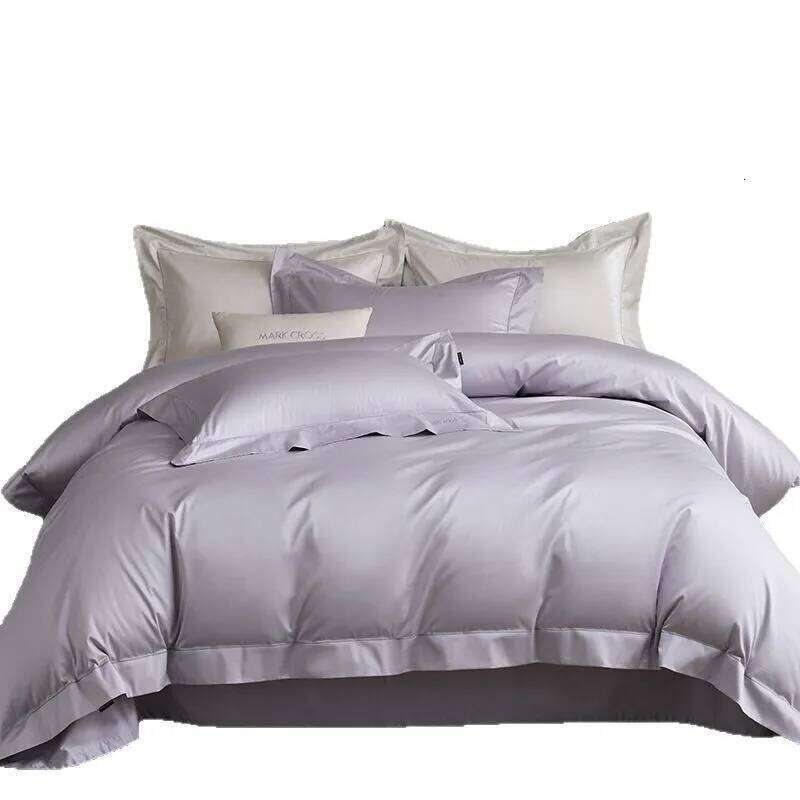 Customizable Hotel Wind 100S Double Strand 500T Avati Long Staple Cotton Elegant Punched Solid Color Four-piece Set W260302