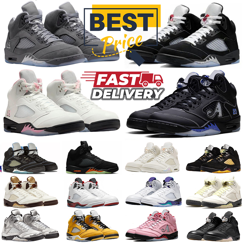 Designer 5 5s Basketball shoes 5s Wolf Grey Halloween Bubblegum Racer Blue 35th Anniversary Luminous Green Dusk Violet-Ore Black Metallic Reimagined 5s Sneakers