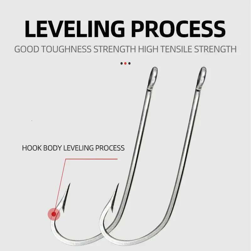 40PCS/70PCS BOX Stainless Steel Saltwater 34007 Long Shank Hook Fishing Accessories 1/0-7/0 Z260228