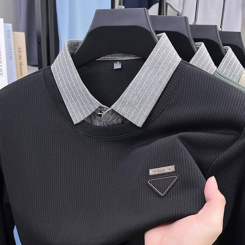 2026 Luxury Brand Designer Clothing Men's Shirt Collar Fake Two-Piece Polo Shirt Casual Men's Long Sleeve T-Shirt In Stock For Dropshipping