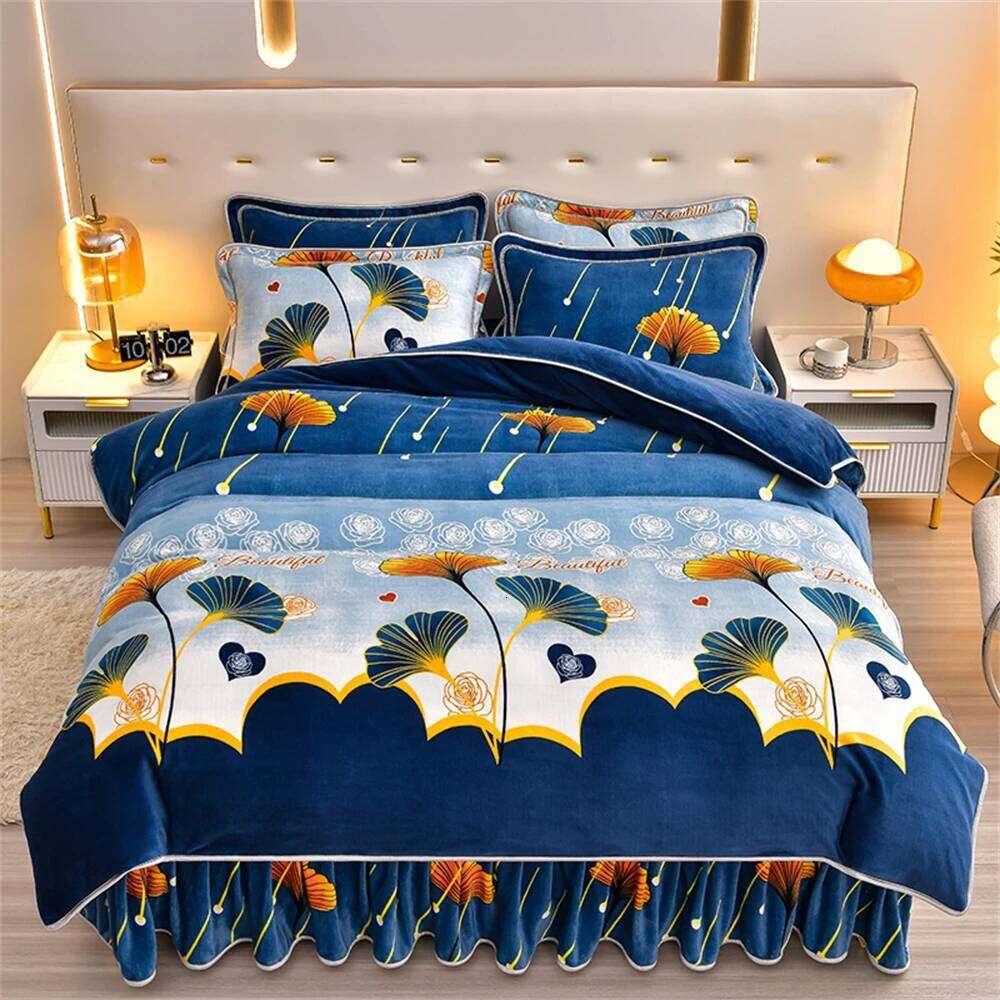 Light Luxury Class A Milk Four-Piece Sets Winter Thickened Bedding Set Warm Fleece Home Anti-static Duvet Cover Bed Sheet W260302 W260302