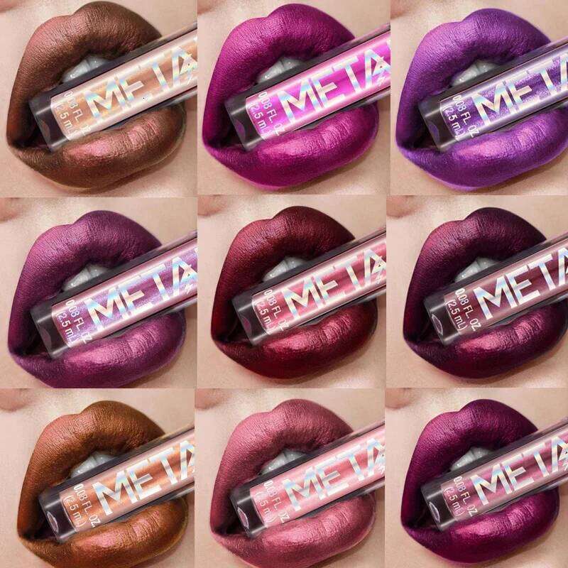 Glitter Metallic Liquid Lipstick Waterproof Shiny Shimmer Metal Lip Gloss Tint Non-Stick Cup Lipgloss Long Lasting Makeup Beauty H260302