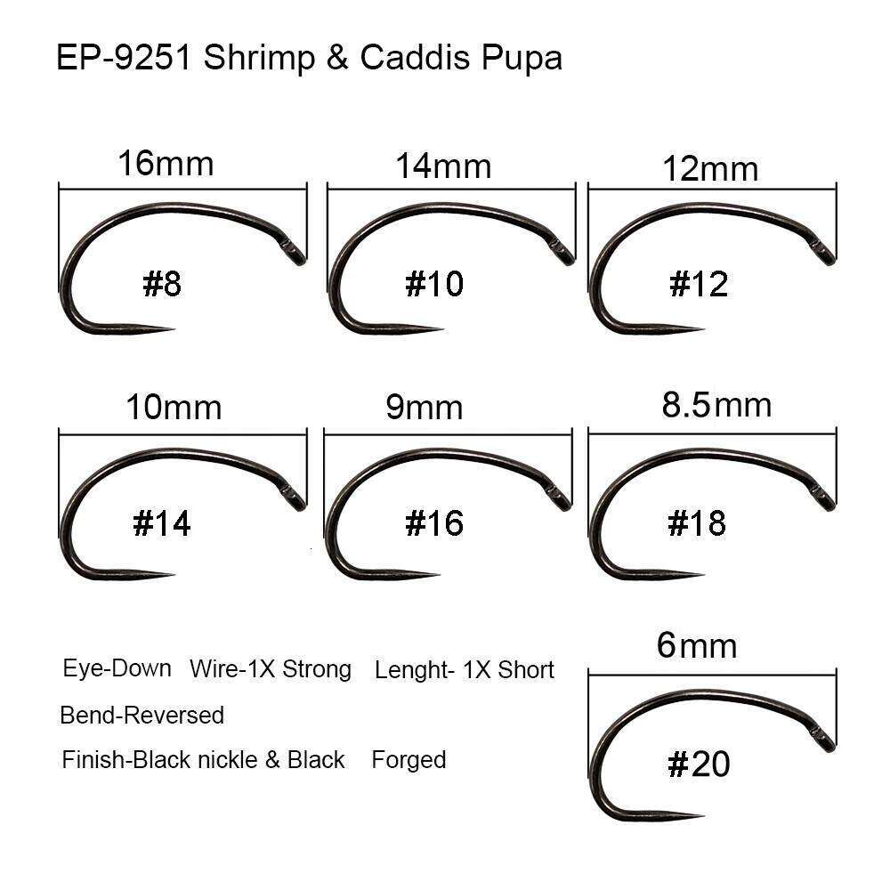 Eupheng 100pcs Fishing Tying Materails Dry Nymph Wet Caddis Fly Hook Highcarbon Steel Z260228
