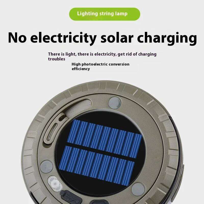 Solar Camping Lamps Rechargeable 10m String Lanterns Outdoor Waterproof Tent RGB Atmosphere Storage Light with Hook S260302