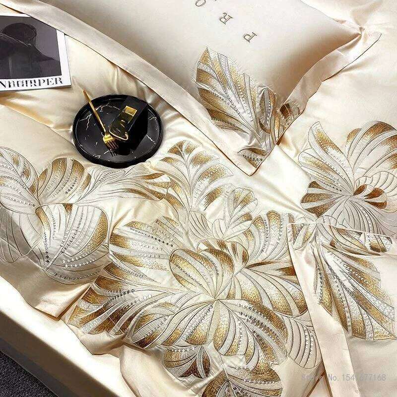 Mother Baby Grade Pure Cotton Bed Sheets,Covers, Pillowcases, Four Piece Set, New Light Luxury Thickened Embroidery Bedding 4Pcs W260302