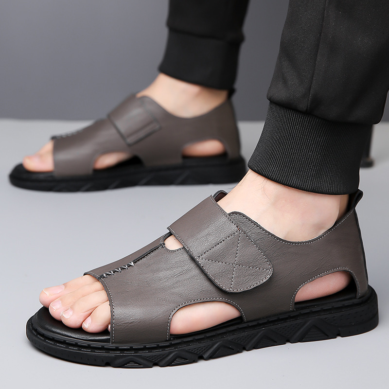 2025 Summer New Mens Outdoor Sandals Casual Beach Shoes White Breathable Soft Sole Non-Slip Roman Sandals 240615