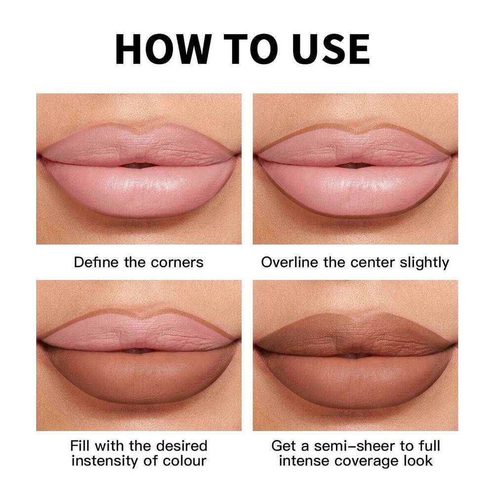 USHAS 2 In 1 Lipstick&Lip Liner Set, 18 Matte Nude Color Lipstick, Moisturizing and Long-Lasting, Perfect Lip Cosmetic H260302