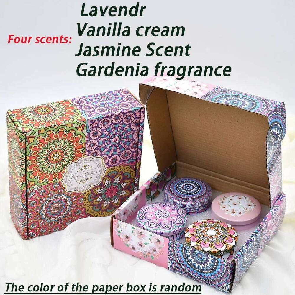 4pcs/box Scented Set Gift Islamic Arabic Patterns Aromatic Candle Jar DIY Smokeless Couples Romantic Incense Candles W260303