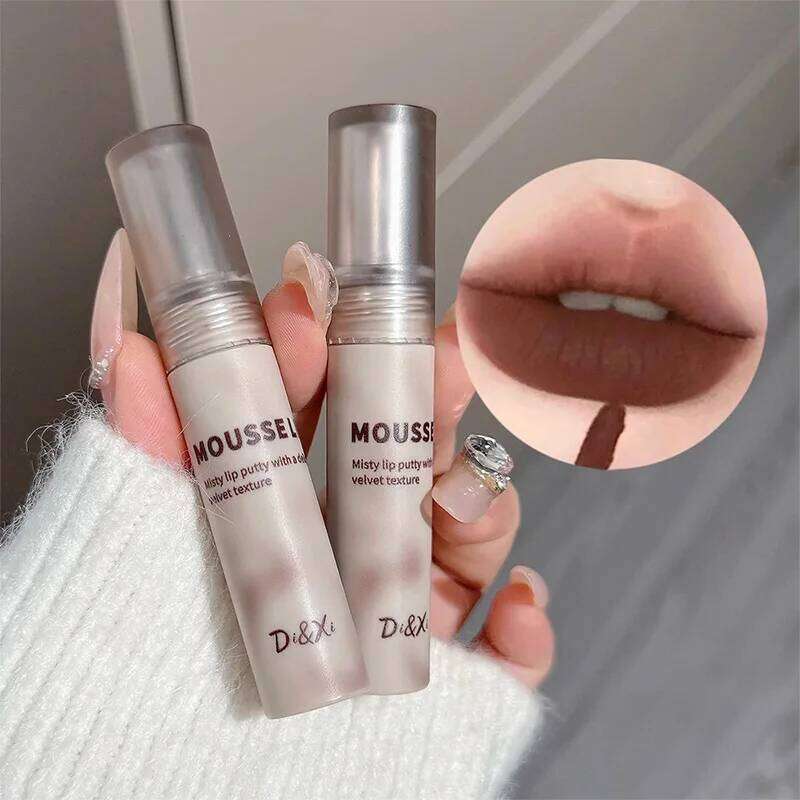 Matte Black Lipstick Waterproof Mousse Mud Nude Brown Gothic Velvet Moisturize Silky Gloss Non-stick Lip Makeup H260302