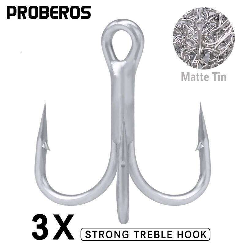 10pcs/lot Saltwater Fishing Matte Tin Treble 2/0#-1/0#-1#-2#-4#-6#-8# High-Carbon Steel High Strength 3X Hook Z260228