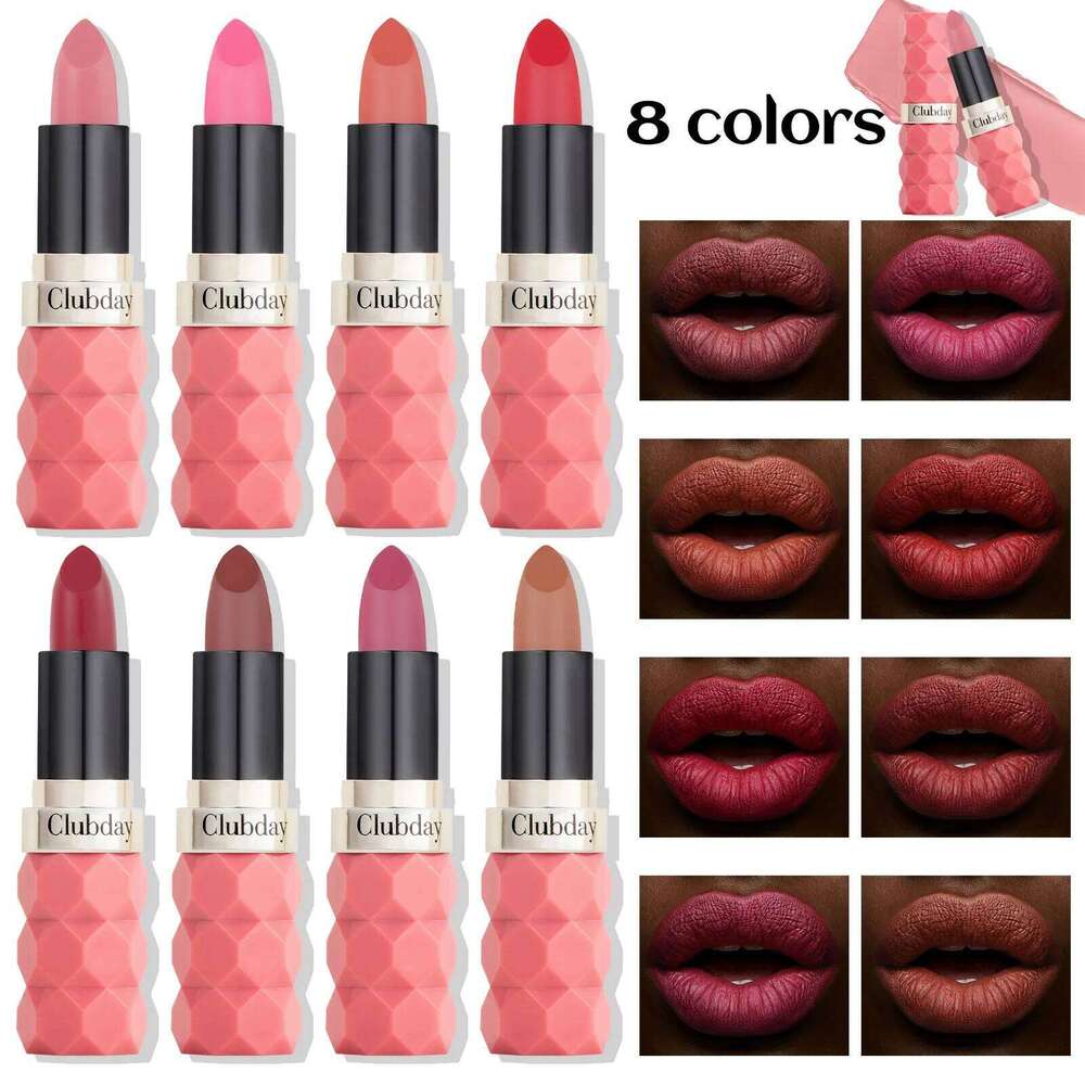 Clubday 8 colors diamond cut long-lasting waterproof non-color loss non-stick velvet matte lipstick H260302
