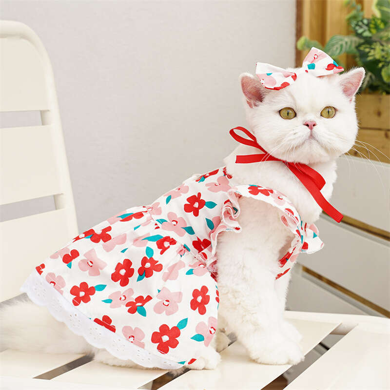Famous brand Pet Clothes Dress Spring Summer Teddy Bichon Corgi Puppy Cat Dog Apparel Supplies Wholesale pupakaIK