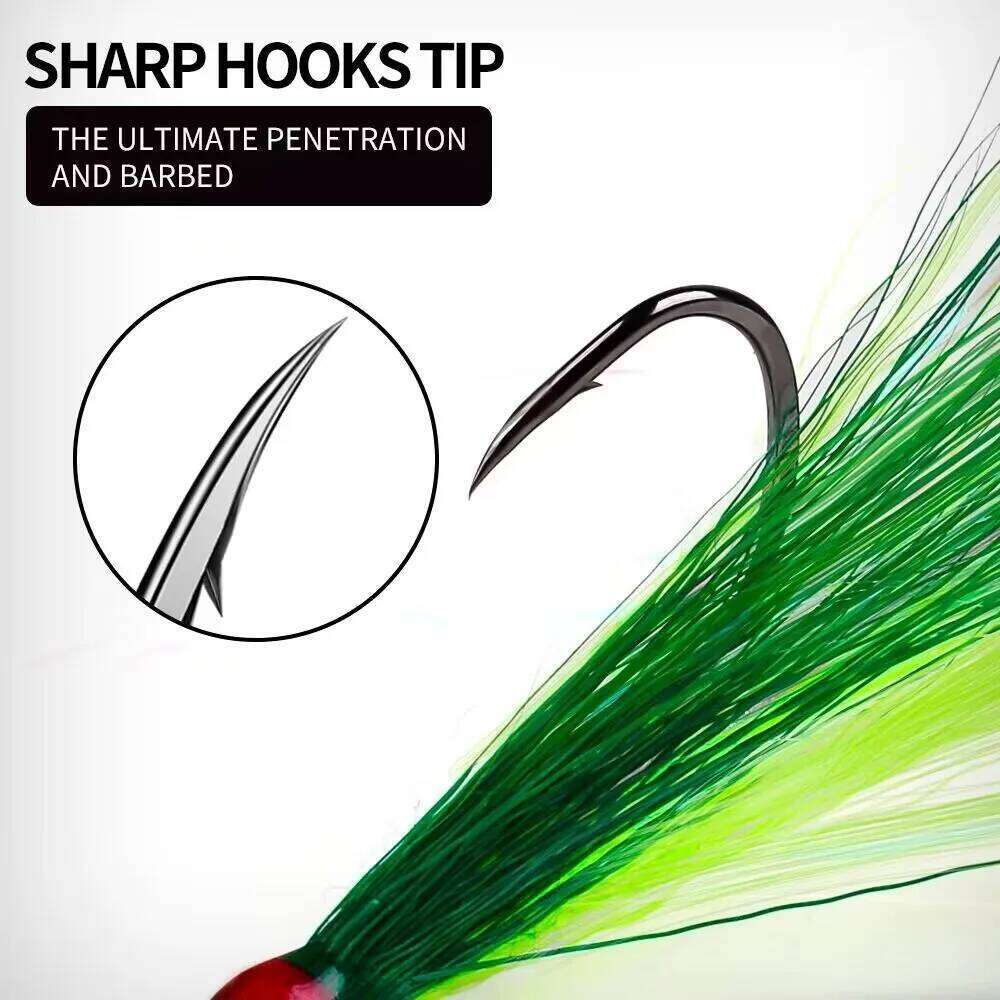 5pcs/bag High Carbon Steel Feather Bionic Lure pesca Gear Barbed Single Hook Outdoor Fishing Accessories Z260228