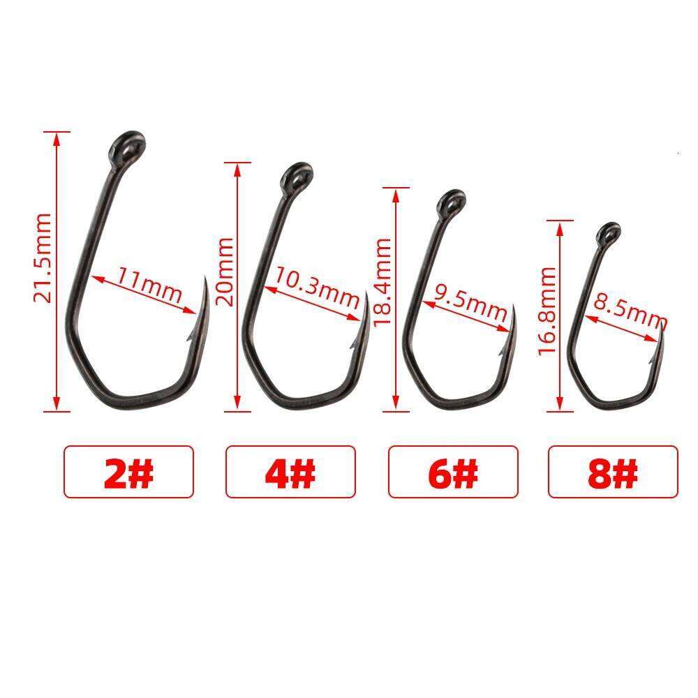 Hirisi 50pcs Carp Fishing Barbed Pinpoint Claw PTFE Coating High Carbon Stainless Steel Eyed Fish Hooks 8019 Z260228