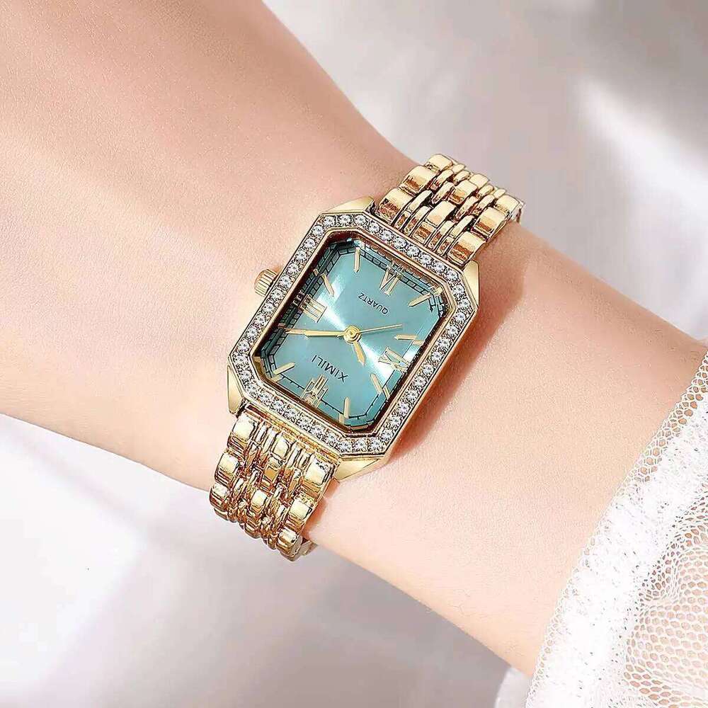 Fashion Rectangle Women Watches Ladies Rhinestone Quartz Watch Bracelet Strap Wristwatch Reloj MujerWithout Box XJ260303