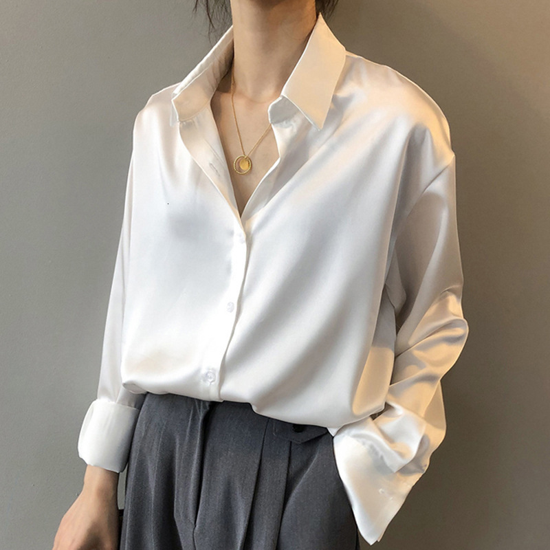 Acetate Polo Shirt Silk Satin White Shirt For Women Spring Autumn Designer Shirt Winter New Design Sense Designer Hoodie Niche Layering French Style Top